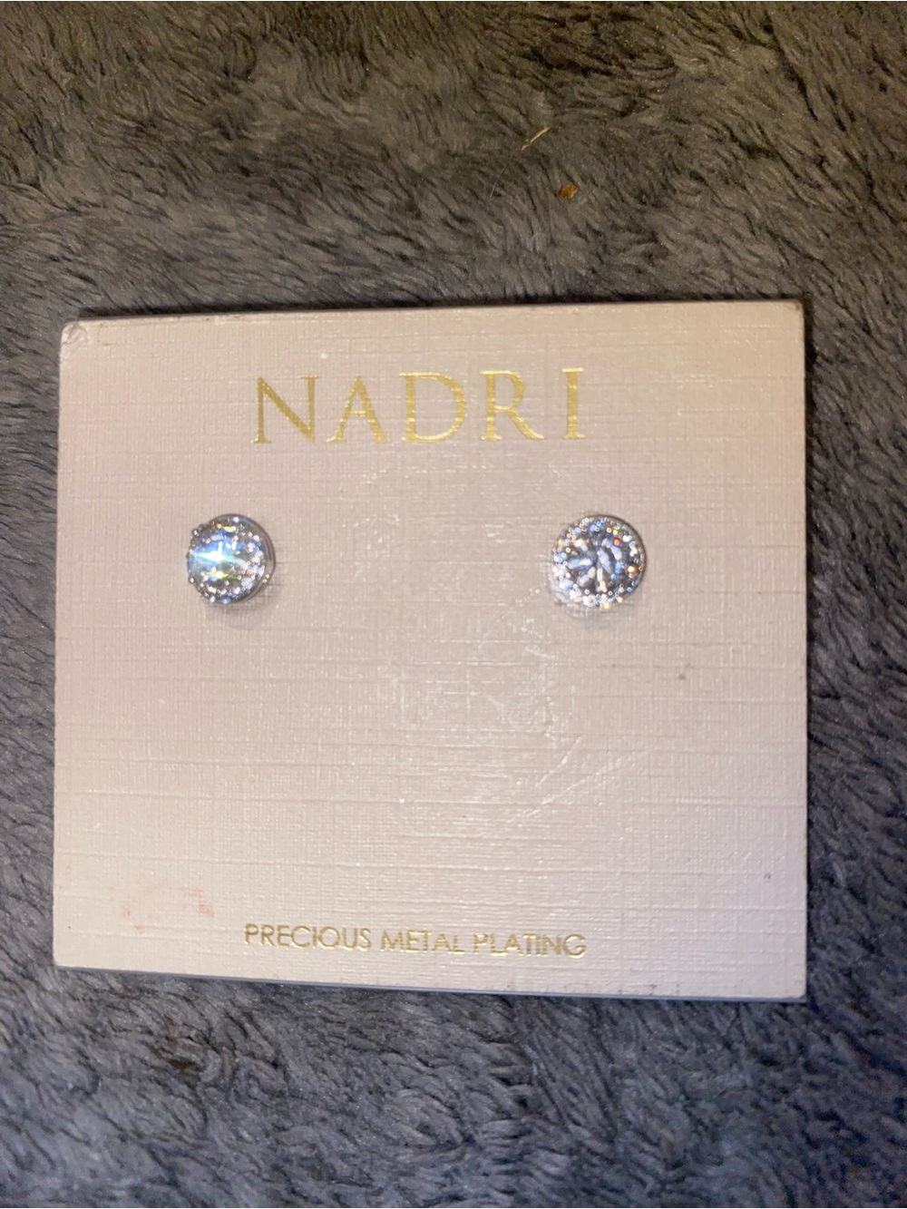 Nadri Silver Clear Crystal Halo Stud Earrings